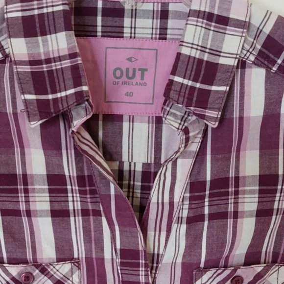Plaid Shirt purple, pink and white. - Picture 2 of 2